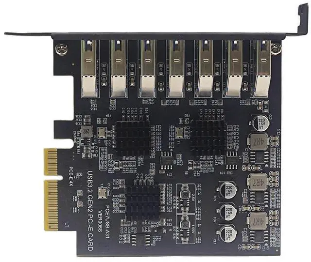 Alt view image 5 of 7 - PCIe 3.0/4.0 to 10Gbps USB 3.2 Gen2 Expansion Card,7-Ports USB Type-A to PCI Express x4 PC Internal USB Hub for Windows 10/11/2003 and Linux with Full-Profile PCI Slot Cover