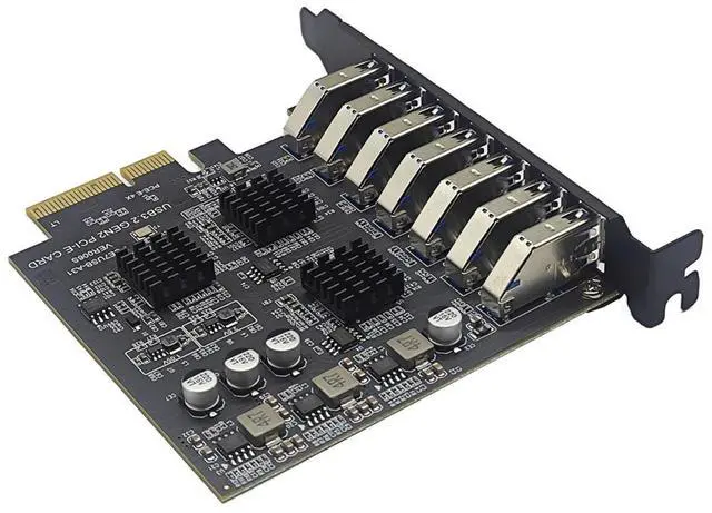 Alt view image 6 of 7 - PCIe 3.0/4.0 to 10Gbps USB 3.2 Gen2 Expansion Card,7-Ports USB Type-A to PCI Express x4 PC Internal USB Hub for Windows 10/11/2003 and Linux with Full-Profile PCI Slot Cover