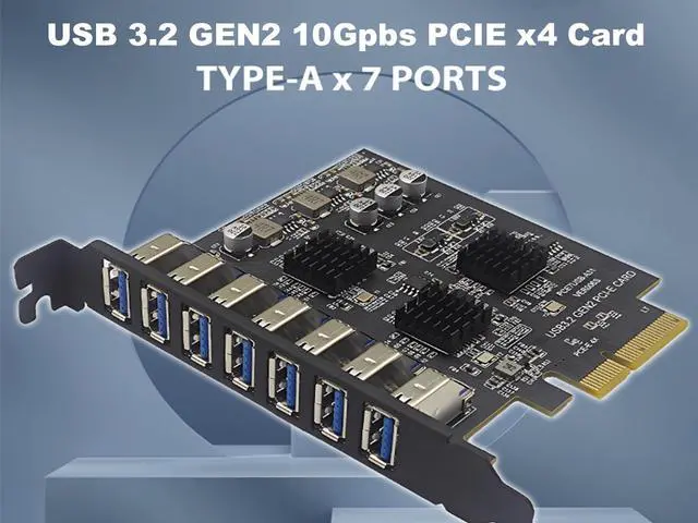 Alt view image 7 of 7 - PCIe 3.0/4.0 to 10Gbps USB 3.2 Gen2 Expansion Card,7-Ports USB Type-A to PCI Express x4 PC Internal USB Hub for Windows 10/11/2003 and Linux with Full-Profile PCI Slot Cover