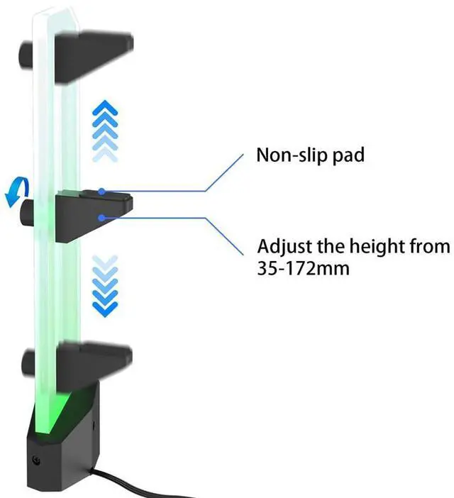 Alt view image 5 of 7 - ARGB GPU Brace , 5V 3 Pin RGB GPU Stand Holder, Anti Sag GPU Bracket, Graphics Card Support 1.38" to 6.77" Height Adjustable with Magnetic Bottom for Computer,6mm Acrylic