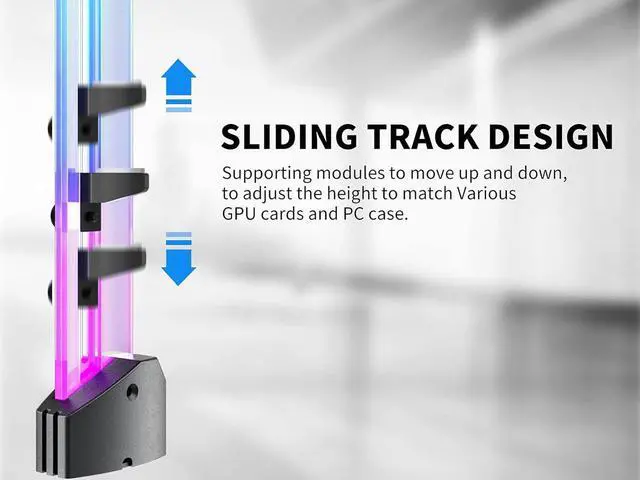Alt view image 6 of 7 - ARGB GPU Brace , 5V 3 Pin RGB GPU Stand Holder, Anti Sag GPU Bracket, Graphics Card Support 1.38" to 6.77" Height Adjustable with Magnetic Bottom for Computer,6mm Acrylic