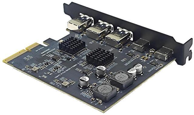 Alt view image 3 of 7 - PCIe 3.0/4.0 to 10Gbps USB 3.2 Gen2 Expansion Card,5-Ports (2x USB Type-C,3x USB A) to PCI Express x4 PC Internal USB Hub for Windows 10/8/7 Linux and MAC OS 10.8.2 above with Full-Profile Slot Cover