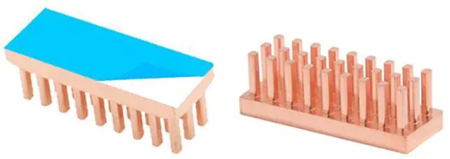 Alt view image 3 of 6 - Copper Heatsink 22x8x7mm with 2.0 W/mK Thermal Adhesive Tape Heat Sink for Motherboard ,Memory, IC Chipset Cooling Radiator - Pack of 8