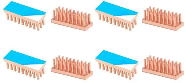 Alt view image 2 of 6 - Copper Heatsink 22x8x7mm with 2.0 W/mK Thermal Adhesive Tape Heat Sink for Motherboard ,Memory, IC Chipset Cooling Radiator - Pack of 8