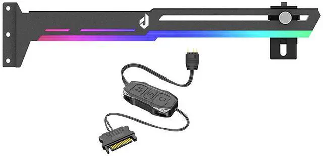 Alt view image 2 of 7 - Graphics Card GPU Brace Support Video Card Sag Holder/Holster Bracket with 5V ARGB Strip,Built in SATA Powered ARGB Automatic Controller ,Length and Height Adjustable, Mounting by 3 PCI,Black