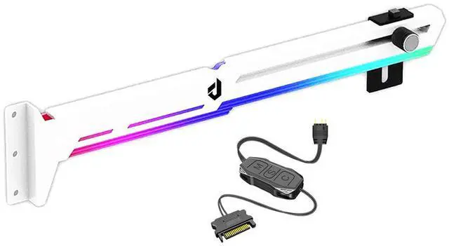 Alt view image 2 of 7 - Graphics Card GPU Brace Support Video Card Sag Holder/Holster Bracket with 5V ARGB Strip,Built in SATA Powered ARGB Automatic Controller ,Length and Height Adjustable, Mounting by 3 PCI,White