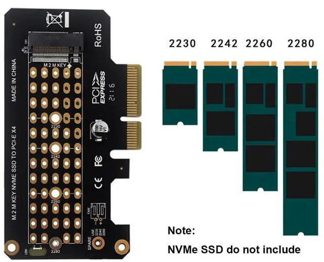 Alt view image 4 of 5 - EnLabs PCIE4X2NVMEBR M.2 NVME SSD to PCIe x4 Card Converter,2230,2242,2260,2280 NVM Express PCI-e Adapter request x4,x8,x16 Slot w/PCI Cover Mounting Bracket