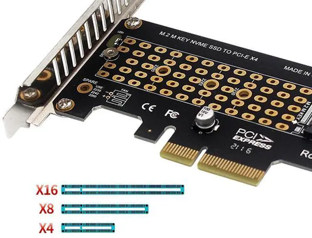 Alt view image 3 of 5 - EnLabs PCIE4X2NVMEBR M.2 NVME SSD to PCIe x4 Card Converter,2230,2242,2260,2280 NVM Express PCI-e Adapter request x4,x8,x16 Slot w/PCI Cover Mounting Bracket