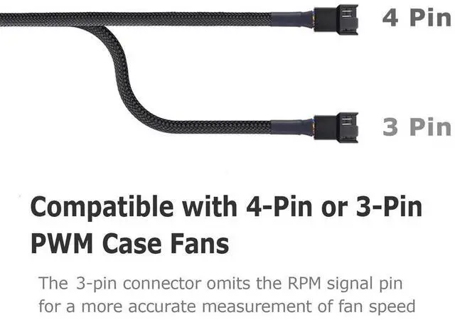 Alt view image 6 of 7 - PWM Fan Splitter Cable, PMW 4pin Header 1 to 2 Converter, Black Sleeved Dual Case Fan Power Y Adapter Cord, 10.6 inch,2 Pack