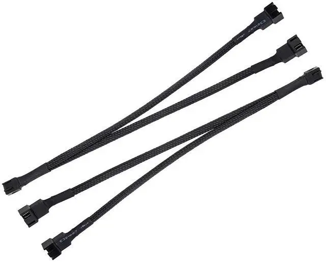 Alt view image 2 of 7 - PWM Fan Splitter Cable, PMW 4pin Header 1 to 2 Converter, Black Sleeved Dual Case Fan Power Y Adapter Cord, 10.6 inch,2 Pack