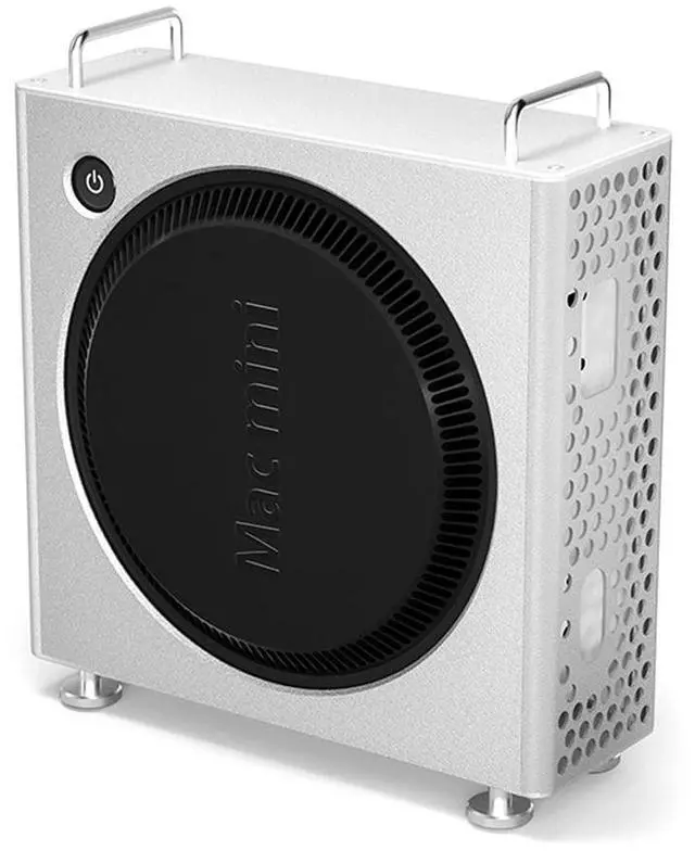 Alt view image 4 of 7 - Aluminum Chassis Stand Case for 2024 Mac Mini M4/M4 Pro,Portable Shockproof Protective Desktop Enclosure Holder for Mac mini M4 Full Port Access,Silver