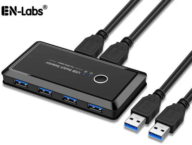 Main image of USB 3.0 Switch Selector,2 Computers Sharing 4 USB Devices USB 3.0 Switcher Hub Adapter for Mouse Keyboard Scanner Printer PCs with One-Button Swapping