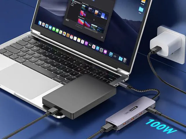 Alt view image 6 of 7 - USB C Hub 10Gbps with 100W PD,4 Ports USB 3.2 Docking Station with 3 USB-C,USB-A and Type-C PD Charging Port for MacBookr, iPad , iPhone, Surface, Laptops,PC ,HDD ,Flash Drive, Printer, Camera etc