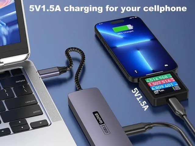 Alt view image 7 of 7 - USB C Hub 10Gbps with 100W PD,4 Ports USB 3.2 Docking Station with 3 USB-C,USB-A and Type-C PD Charging Port for MacBookr, iPad , iPhone, Surface, Laptops,PC ,HDD ,Flash Drive, Printer, Camera etc