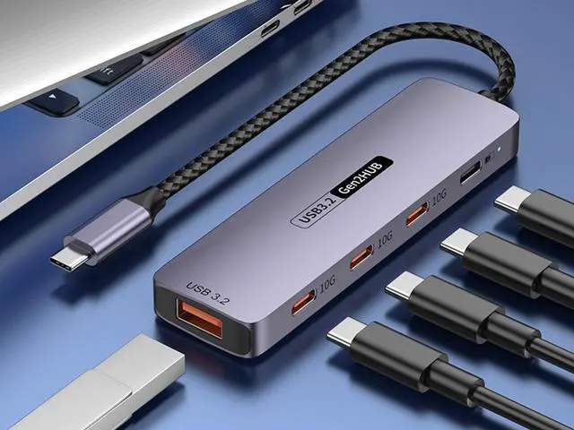Alt view image 4 of 7 - USB C Hub 10Gbps with 100W PD,4 Ports USB 3.2 Docking Station with 3 USB-C,USB-A and Type-C PD Charging Port for MacBookr, iPad , iPhone, Surface, Laptops,PC ,HDD ,Flash Drive, Printer, Camera etc