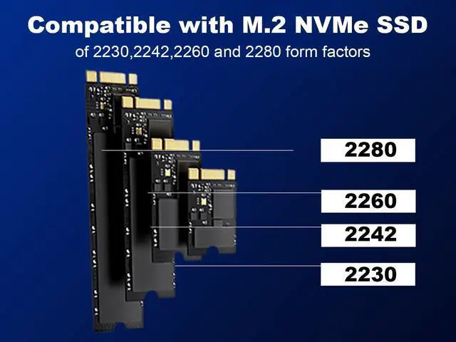 Alt view image 6 of 7 - 20Gbps NVME M.2 Enclosure Adapter with UASP TRIM,USB 3.2 Gen2×2 to NVME PCIE 3.0 M-Key B&M-Key SSD External Enclosure for 2230/2242/2260/2280,Aluminum Case with USB-C Cable