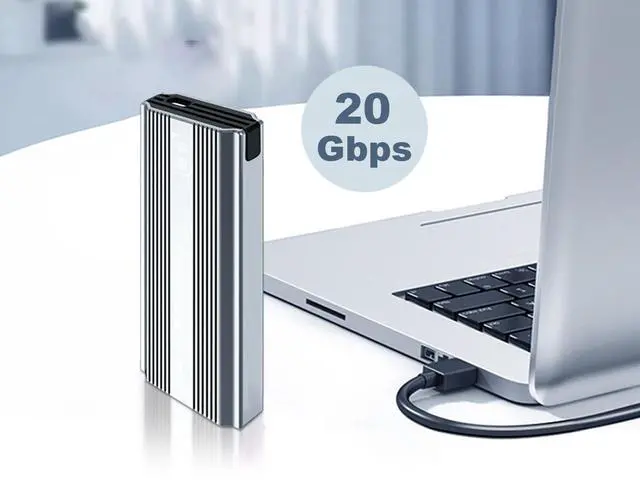 Alt view image 3 of 7 - 20Gbps NVME M.2 Enclosure Adapter with UASP TRIM,USB 3.2 Gen2×2 to NVME PCIE 3.0 M-Key B&M-Key SSD External Enclosure for 2230/2242/2260/2280,Aluminum Case with USB-C Cable