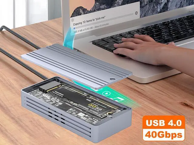 Alt view image 4 of 7 - 40Gbps NVMe M.2 Enclosure with Fan for MacBook Laptop Computer, USB 4.0 Type C to PCIe 3.0 SSD Adapter of 2242/2260/2280 Compatible with Thurderbolt 3/4/5, 4TB Storage Expansion
