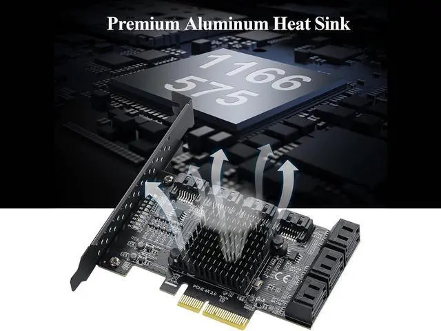 Alt view image 6 of 7 - SATA PCIe Card 10 Ports, 6 Gbps SATA 3.0 to PCI-e X4 Card,PCI Express to SATA(Non-Raid) Controller Expansion Card with Full Profile & Low Profile Bracket for 10 Ports SSD and HDD