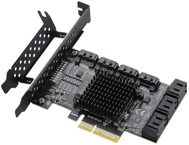 Alt view image 2 of 7 - SATA PCIe Card 10 Ports, 6 Gbps SATA 3.0 to PCI-e X4 Card,PCI Express to SATA(Non-Raid) Controller Expansion Card with Full Profile & Low Profile Bracket for 10 Ports SSD and HDD
