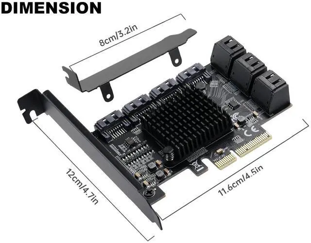 Alt view image 7 of 7 - SATA PCIe Card 10 Ports, 6 Gbps SATA 3.0 to PCI-e X4 Card,PCI Express to SATA(Non-Raid) Controller Expansion Card with Full Profile & Low Profile Bracket for 10 Ports SSD and HDD