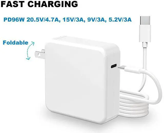 Alt view image 2 of 7 - 96W USB C Wall Charger, Universal GaN III Power Supply Adapter, Replacement Foldable Fast Charger PD3.0 for MacBook Pro/Air, HP, Lenovo, Asus, Steam Deck, and All Type C Devices (6.6ft Cable )