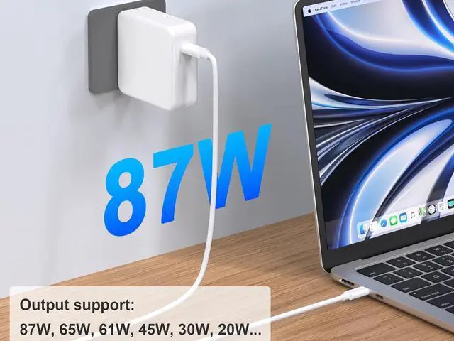 Alt view image 5 of 6 - 87W USB C Wall Charger, Universal Power Delivery Charging Adapter, Replacement Foldable Fast Charger PD3.0 for MacBook Pro/Air, HP, Lenovo, Asus, Steam Deck, and All Type C Devices (6.6ft Cable )