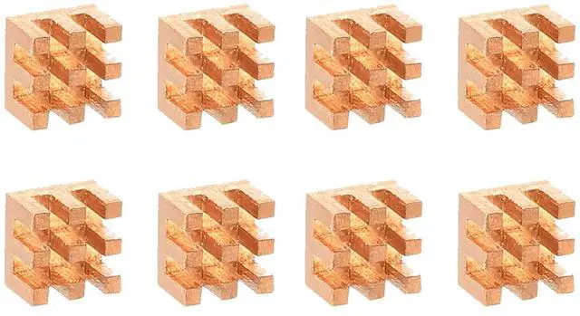 Alt view image 2 of 5 - Copper Heatsink 8x8x4mm with 2.0 W/mK Thermal Adhesive Tape Heat Sink for Motherboard ,Memory, IC Chipset Cooling Radiator - Pack of 8