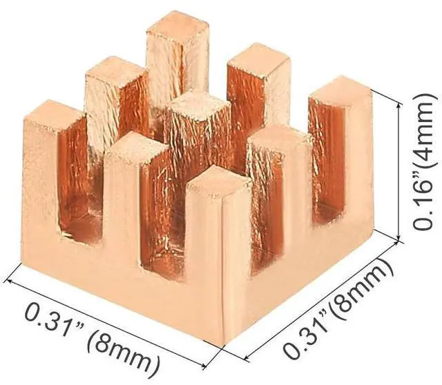Alt view image 5 of 5 - Copper Heatsink 8x8x4mm with 2.0 W/mK Thermal Adhesive Tape Heat Sink for Motherboard ,Memory, IC Chipset Cooling Radiator - Pack of 8