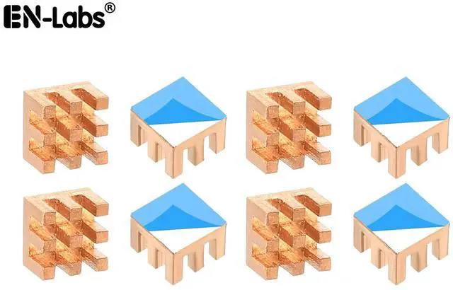 Main image of Copper Heatsink 8x8x4mm with 2.0 W/mK Thermal Adhesive Tape Heat Sink for Motherboard ,Memory, IC Chipset Cooling Radiator - Pack of 8