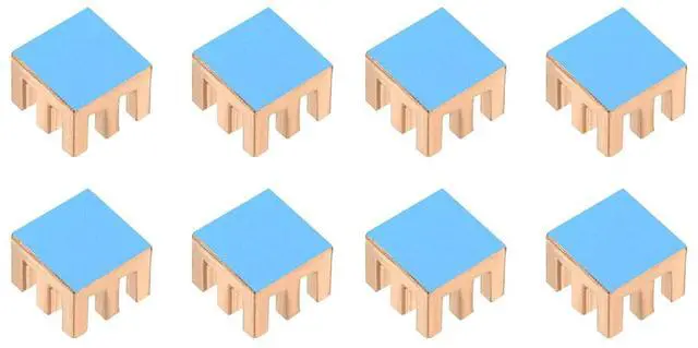 Alt view image 3 of 5 - Copper Heatsink 8x8x4mm with 2.0 W/mK Thermal Adhesive Tape Heat Sink for Motherboard ,Memory, IC Chipset Cooling Radiator - Pack of 8