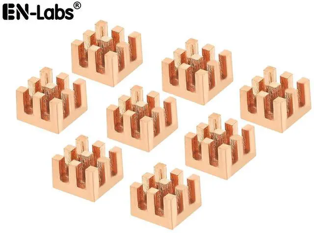 Main image of Copper Heatsink 7x7x5mm with 2.0 W/mK Thermal Adhesive Tape Heat Sink for Motherboard ,Memory, IC Chipset Cooling Radiator - Pack of 8