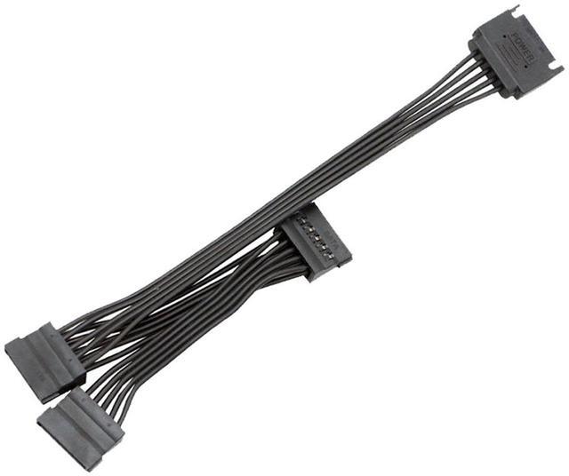 Alt view image 2 of 6 - SATA Power Splitter Cable,1 to 3 SATA 15-Pin Male to Female Extension Cable for SSD,DVD-ROM,HDD,13.8 Inch - Black