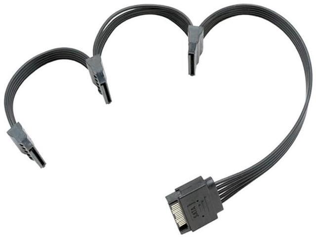 Alt view image 3 of 6 - SATA Power Splitter Cable,1 to 3 SATA 15-Pin Male to Female Extension Cable for SSD,DVD-ROM,HDD,13.8 Inch - Black