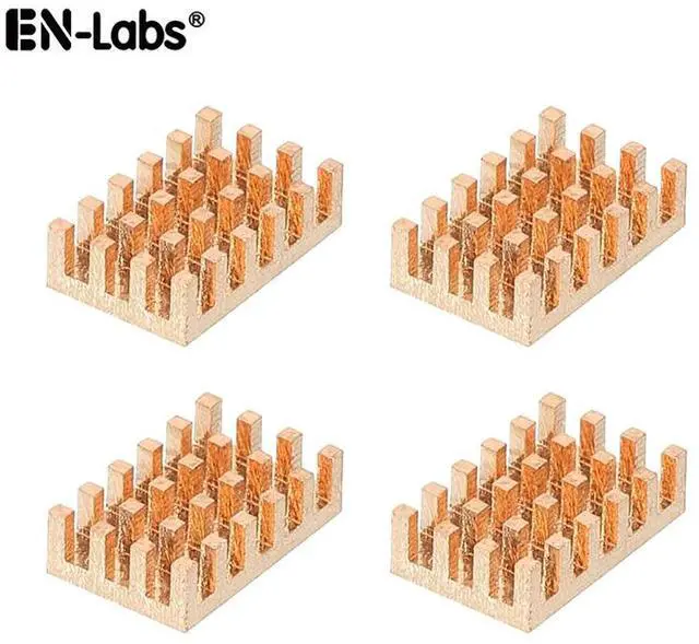 Main image of Copper Heatsink 14x9x5mm with 2.0 W/mK Thermal Adhesive Tape Heat Sink for Motherboard ,Memory, IC Chipset Cooling Radiator - Pack of 4