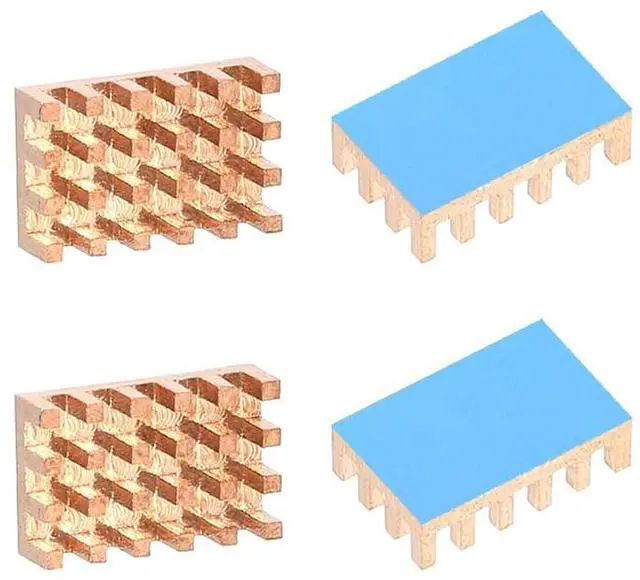Alt view image 2 of 4 - Copper Heatsink 14x9x5mm with 2.0 W/mK Thermal Adhesive Tape Heat Sink for Motherboard ,Memory, IC Chipset Cooling Radiator - Pack of 4