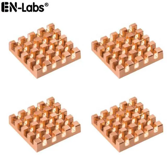 Main image of Copper Heatsink 14x14x3mm with 2.0 W/mK Thermal Adhesive Tape Heat Sink for Motherboard ,Memory, IC Chipset Cooling Radiator - Pack of 4