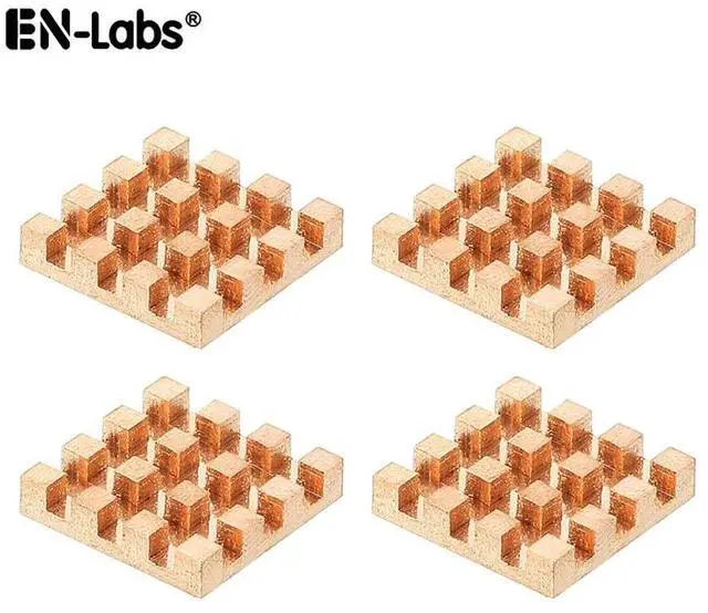 Main image of Copper Heatsink 15x15x2mm with 2.0 W/mK Thermal Adhesive Tape Heat Sink for Motherboard ,Memory, IC Chipset Cooling Radiator - Pack of 4