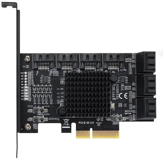 Alt view image 3 of 7 - EN-Labs 10 Port SATA PCIe Card, 6 Gbps SATA 3.0 to PCI-e X4 Card,PCI Express to SATA Controller Expansion Card, SATAIII Non-Raid,with Full Profile & Low Profile Bracket (ASMedia ASM1166 Chipset)