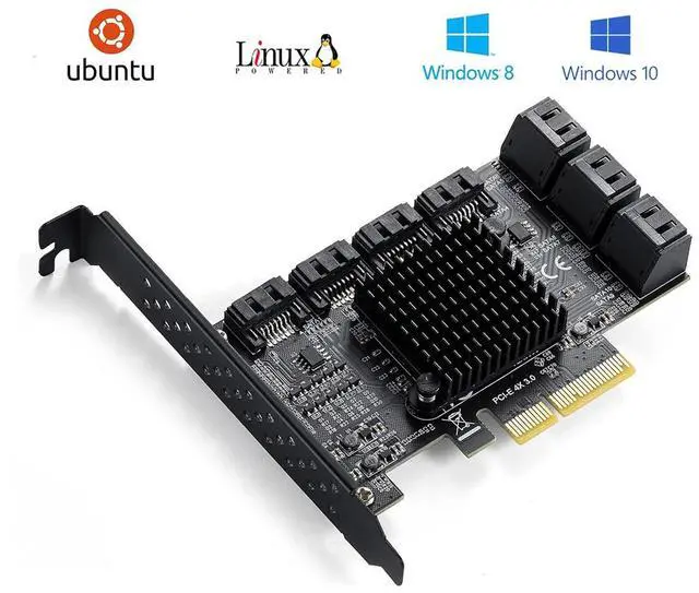 Alt view image 2 of 7 - EN-Labs 10 Port SATA PCIe Card, 6 Gbps SATA 3.0 to PCI-e X4 Card,PCI Express to SATA Controller Expansion Card, SATAIII Non-Raid,with Full Profile & Low Profile Bracket (ASMedia ASM1166 Chipset)