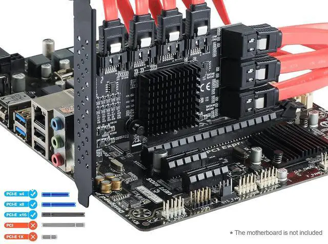 Alt view image 5 of 7 - EN-Labs 10 Port SATA PCIe Card, 6 Gbps SATA 3.0 to PCI-e X4 Card,PCI Express to SATA Controller Expansion Card, SATAIII Non-Raid,with Full Profile & Low Profile Bracket (ASMedia ASM1166 Chipset)