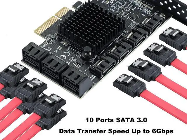Alt view image 6 of 7 - EN-Labs 10 Port SATA PCIe Card, 6 Gbps SATA 3.0 to PCI-e X4 Card,PCI Express to SATA Controller Expansion Card, SATAIII Non-Raid,with Full Profile & Low Profile Bracket (ASMedia ASM1166 Chipset)