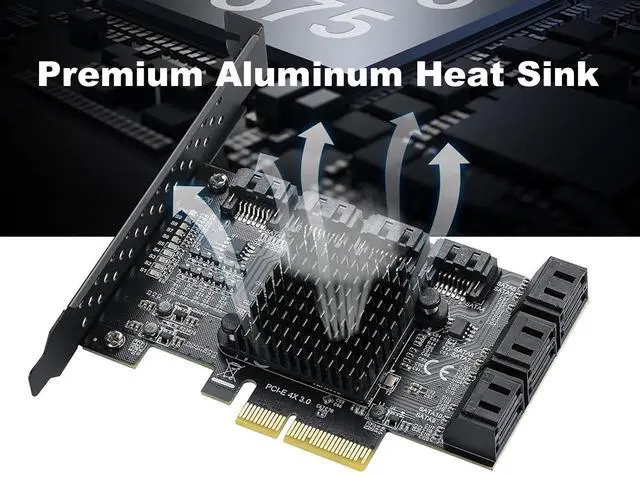 Alt view image 7 of 7 - EN-Labs 10 Port SATA PCIe Card, 6 Gbps SATA 3.0 to PCI-e X4 Card,PCI Express to SATA Controller Expansion Card, SATAIII Non-Raid,with Full Profile & Low Profile Bracket (ASMedia ASM1166 Chipset)