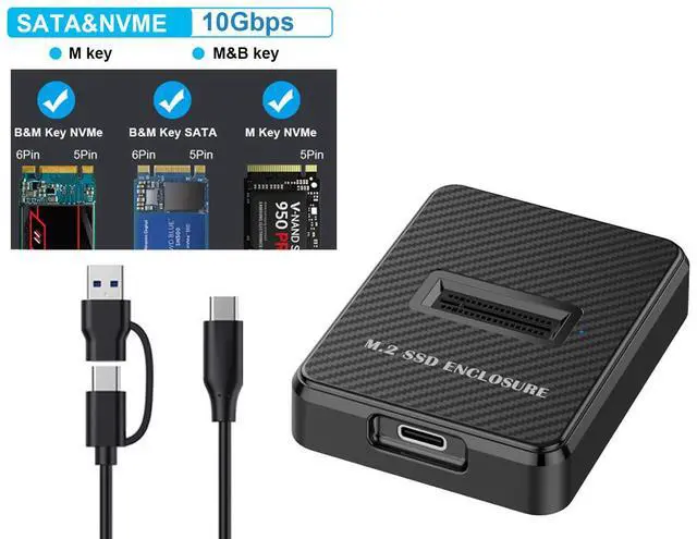 Alt view image 4 of 7 - 10Gbps NVMe & SATA M.2 Docking Enclosure, M.2 SSD to USB-A/C Reader/Writer Adapter Compatible with (M Key, B+M Key) NVMe and NGFF SSD of 2280 2260 2242 2230 form factors,UASP Supports
