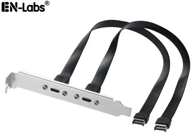 Main image of 2 Ports USB 3.2 Gen 2x2 USB-C 20Gbps Adapter Flat Cable, Internal USB 3.2 20-Pin Type-E A Key Motherboard Header to Type-C Female Extension Cable with Full-Profile PCI Bracket Cover,1.64FT