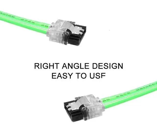 Alt view image 4 of 5 - 6 inch SATA3 SATA III 6Gb/s Serial ATA DATA cable w/ latch Locking for Hard Drive Disk HDD / SSD - UV Green