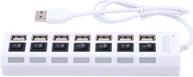 Alt view image 2 of 5 - High Speed 480Mbps 7 Port USB 2.0 Hub  w/ Individual Power Switches and LEDs,USB Splitter Adapter Port For Laptop PC Computer Peripherals Accessories