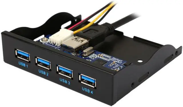 Alt view image 2 of 5 - 3.5" Internal Floppy Bay Front Panel Motherboard Mainboard USB 3.0 20Pin Header to 4 Port USB 3.0 Female Hub Adapter Bracket w/ 60cm Cable