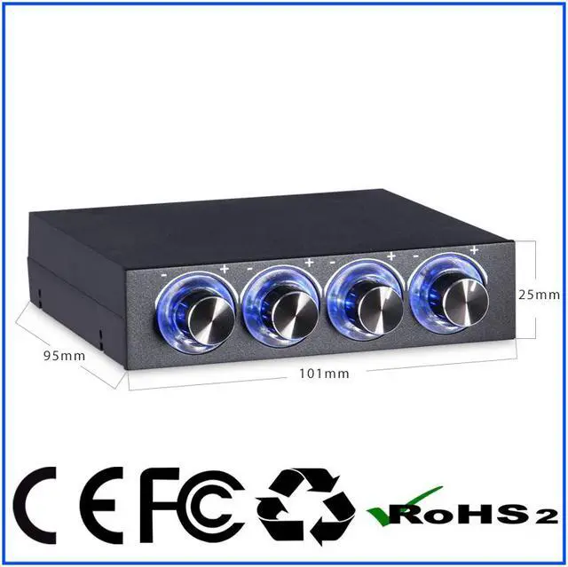Alt view image 4 of 4 - CPU/ case Multi- fan speed controller front panel for 3.5" PC Drive Bay w/ 4 Channel PC computer cooling controller temperature