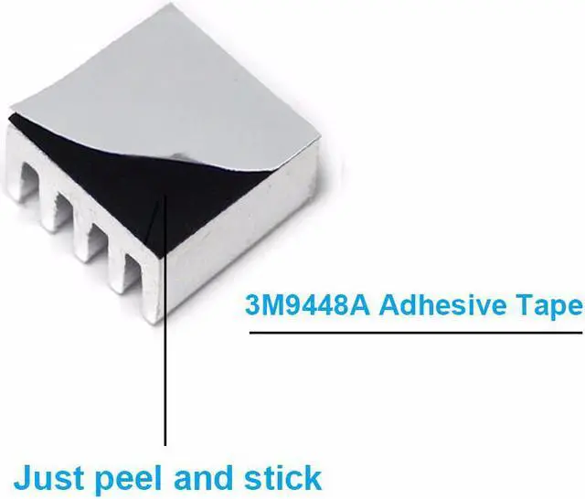 Alt view image 3 of 3 - 50pcs/lot Aluminum Heatsink 8.8*8.8*5mm Electronic Chip Radiator Cooler w/ 3M9448a Thermal Double Sided Adhesive Tape for IC,3D Printer,Motherboard,GPU,Xbox Cooling